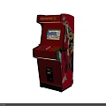 Red Standalone Arcade Game Machine With Illuminated Top And Display Screen 3d model