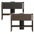 Modern Wooden Bedside Table With Drawer And Lower Open Shelf Design 3d model