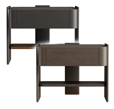 Modern Wooden Bedside Table With Drawer And Lower Open Shelf Design 3d model
