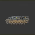 Military Armored Tank With Heavy Tracked Wheels And Front Main Cannon