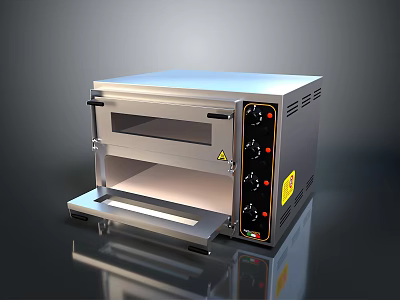 Stainless Steel Electric Oven With Glass Door And Control Knobs For Kitchen Use 3d model