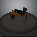 Modern Office Desk Setup With Dual Monitors Laptop PC Tower And Chair