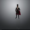 Stylish Character With Top Hat Sunglasses Blonde Hair Black Suit Red Cape White Gloves