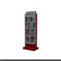 Red Base Display Stand With Multiple Insurance Brochures And Pacific Insurance Logo 3d model