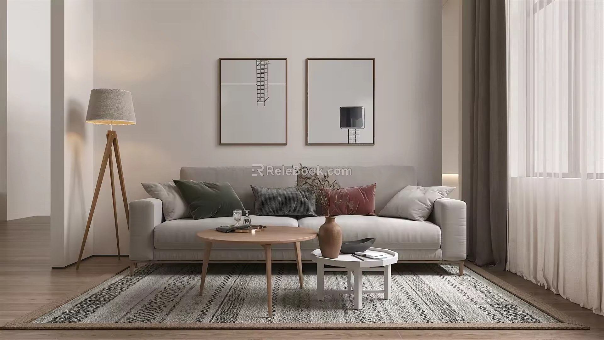 Nordic double sofa 3d model
