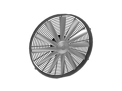 High Performance Electric Fan With Black Outer Frame And Silver Blades 3d model