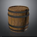 Rustic Wooden Barrel With Metal Hoops And Polished Wooden Surface