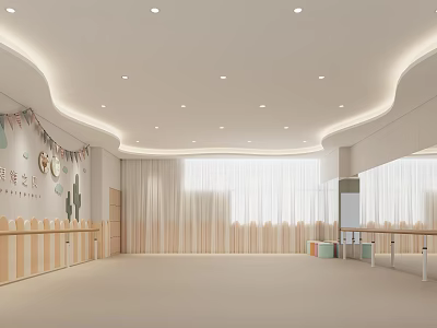 Bright And Spacious Dance Studio For Fitness 3d model