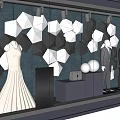 Modern Window Display With Black White Geometric Decorations Mannequins In Wedding Dress And Suit