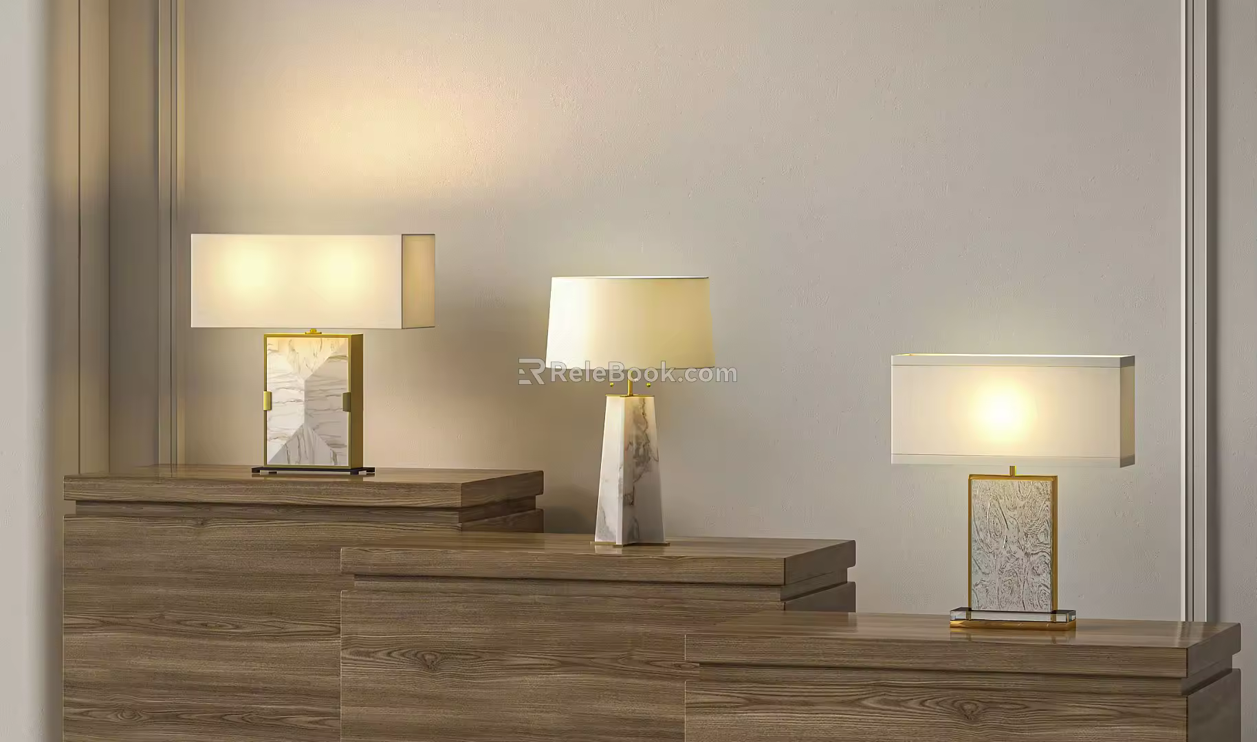 Modern table lamp simple table 3d model