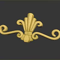 Elegant Golden Decorative Ornament With Curved Scrolls And Intricate Design