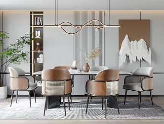 Modern Dining Table Chair Combination Dining Table Chair 3d model