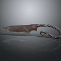 Rusty Knife Weapon With Twisted Handle Rusted Blade And Reflection On Dark Surface 3d model