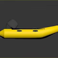 Yellow Inflatable Boat With Motor And Black Seats On Gray Background