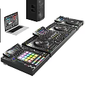 Professional Headphones And Speakers With DJ Mixing Gear Laptop Audio Setup