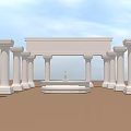 White Classical Columns Arranged In Symmetrical Structure With Central Platform Under Blue Sky 3d model