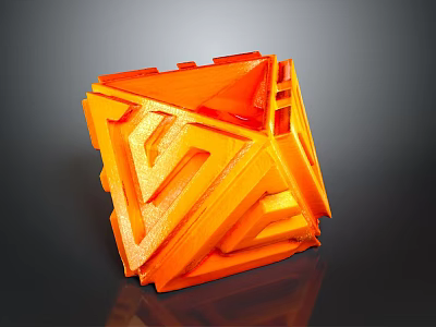 Modern Orange Geometric Daily Living Item With 3D Decorative Structure Design 3d model