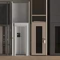 Modern Elevator Designs Featuring Glass Doors And Metal Panels In Different Colors 3d model