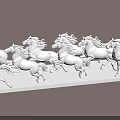 Decorative Ornament Set With White Horse Figurines Arranged In A Row