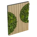 Vertical Living Plant Wall Design With Green Foliage And Wooden Stripe Background