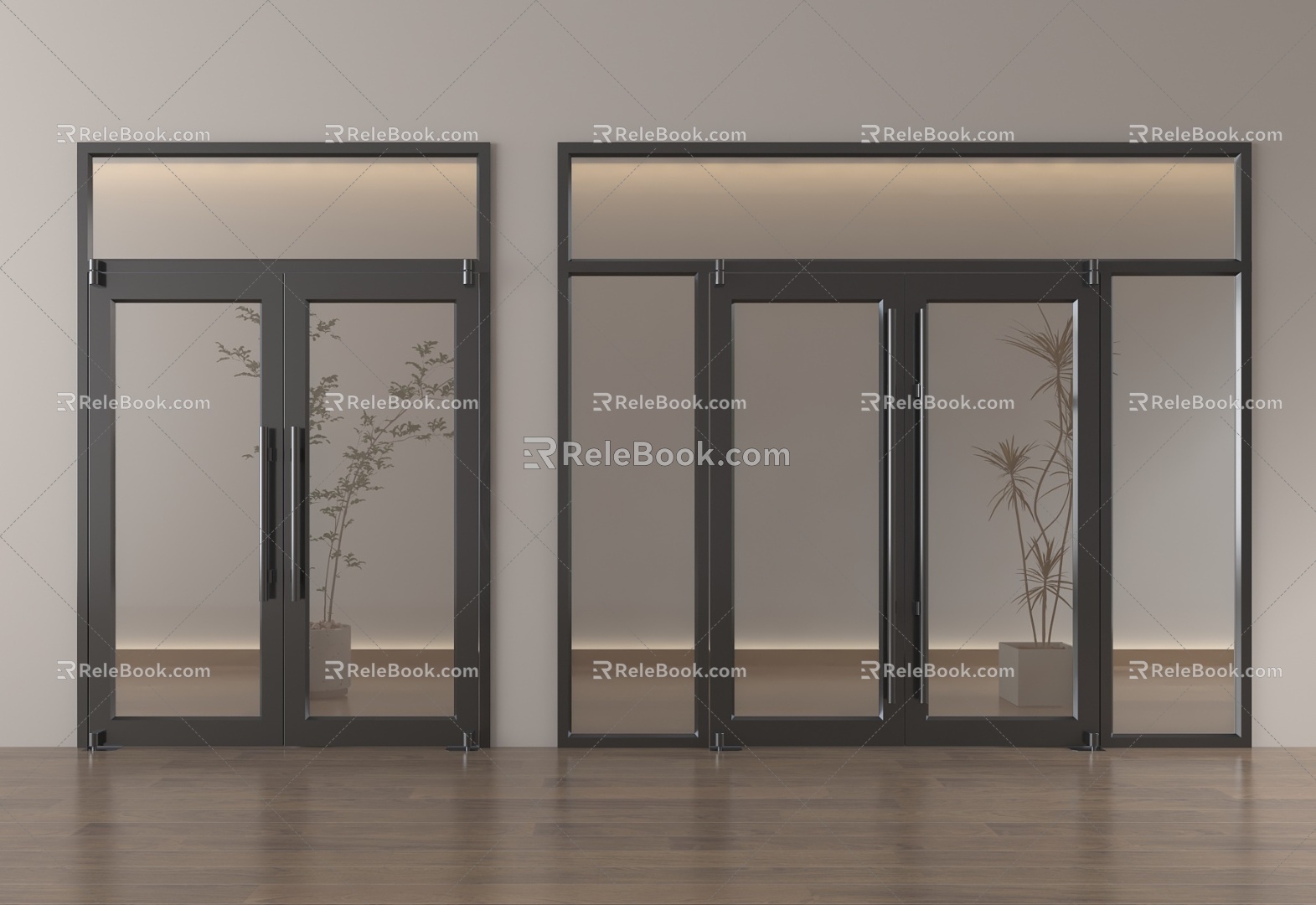 Modern glass door glass double door glass door office glass door 3d model