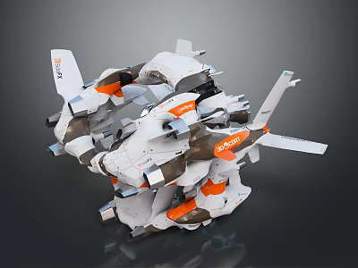 Orion Spacecraft 3D Model With White Orange Gray Modular Wings And Thrusters 3d model