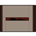 Modern Decorative Cabinet With Open Shelves Displaying Mountain Artwork And Ornaments