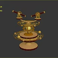 Decorative Orrery Model With Wooden Base Metal Rings And Spherical Elements 3d model