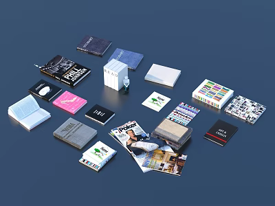 Colorful Books and Magazines Collection with Opened Pages and Diverse Covers 3d model