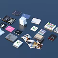 Colorful Books and Magazines Collection with Opened Pages and Diverse Covers