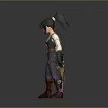 Fantasy Character With Creature Inspired Horns Green Hair And Glowing Weapon