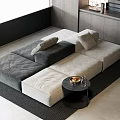 Fabric Multi-Person Sofa Fabric Backrest Sofa Fabric Combination Sofa Metal Side Table Pillow Carpet Solid Wood Side Cabinet Kettle Water Cup 3d model