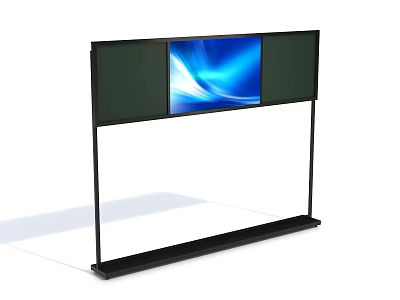 Modern Black Digital Display Stand With Screen Showing Blue Wave Pattern 3d model