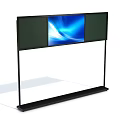 Modern Black Digital Display Stand With Screen Showing Blue Wave Pattern 3d model
