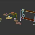 Furniture Making Materials Including Wooden Boards Bricks Sand And Scaffolding