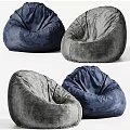 Comfortable Modern Bean Bag Chair With Soft Plush Fabric In Navy Blue And Gray