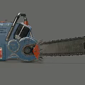 Powerful Blue Electric Chainsaw With Metal Frame Red Components And Sharp Chain 3d model