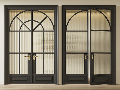 French double door glass double door 3d model