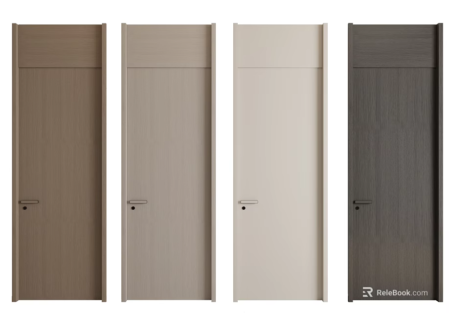 Modern Hinged Interior Doors With Various Wood Grain Color Options 3d model 