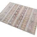 Traditional Square Carpet With Brown Beige White Geometric Patterns Striped Design 3d model