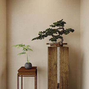 New Chinese Pine Bonsai Hanging Painting 3d model