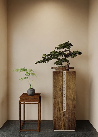 New Chinese Pine Bonsai Hanging Painting 3d model