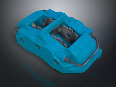 Blue Automotive Brake Caliper Part With Metallic Structure And Mounting Brackets For Vehicles 3d model