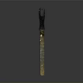 Traditional Weapon Knife With Black Handle And Golden Patterned Blade Design