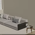 Light Gray L shaped Sectional Sofa With Checkered Throw Pillows And Wooden Side Table 3d model
