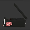 Black Retro Record Player Audio System With Open Lid Control Panel Knobs And Display Screen