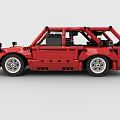 Detailed Red Building Blocks Car Model Constructed with Realistic Exterior and Interior Design