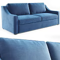 Modern Blue Fabric Two Seater Sofa with Storage Compartment and Convertible Design