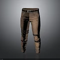 Brown Casual Pants With Black Strap Details And Belt Design For Fashionable Look