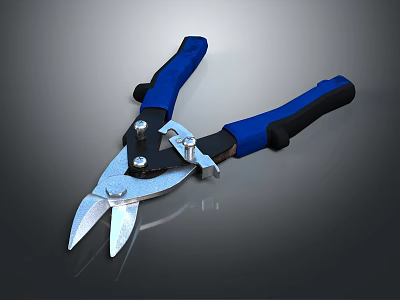 Heavy Duty Hardware Cutting Pliers With Blue Handle And Sharp Metal Blades 3d model